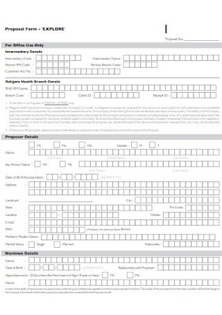 Health Insurance Proposal Form