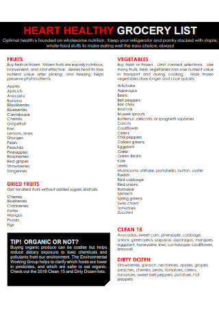 Heart Health Grocery List