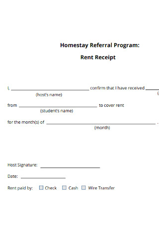 Homestay Rent Receipt