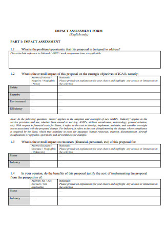 Impact Assessment Form Template