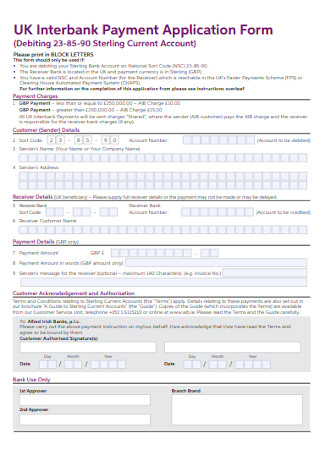 Interbank Payment Application Form