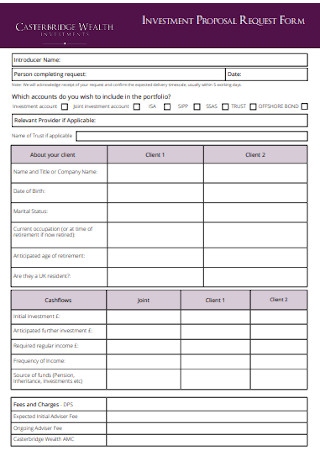 Investment Proposal Request Form