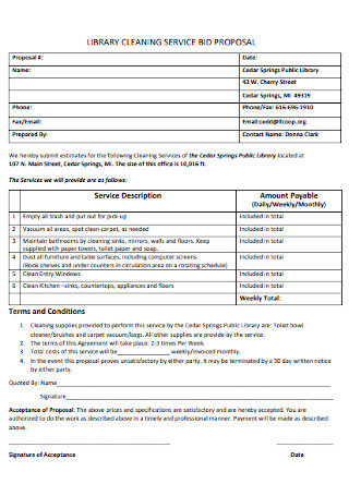 Library Cleaning Proposal Template