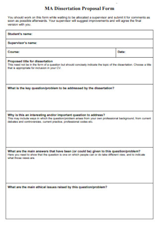 MA Dissertation Proposal Form