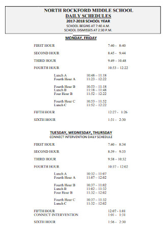 Middle School Daily Schedule