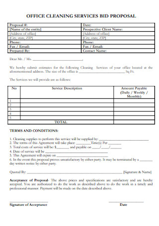 Office Cleaning Proposal Template