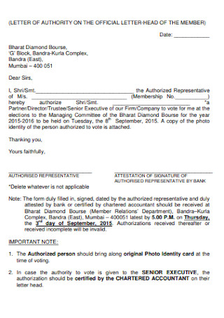 Official Authority Letter Template