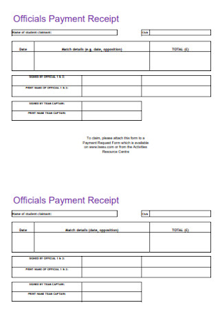 Officials Payment Receipt