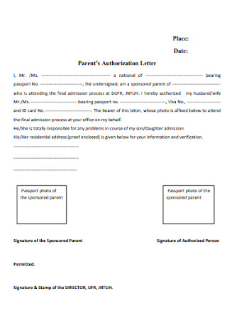 Parent’s Authorization Letter 
