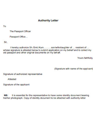 Passport Officer Authority Letter