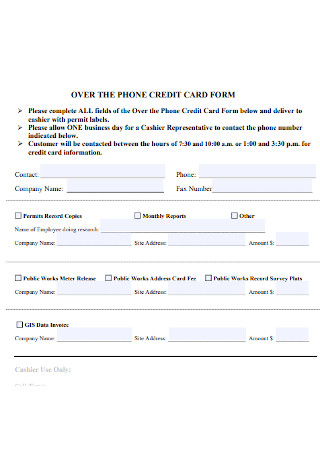 Phone Credit Card Form