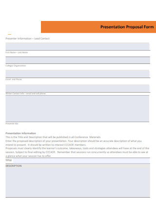 Presentation Proposal Form Template