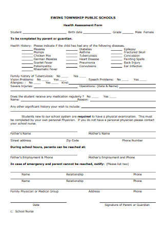 Public Health Assessment Form 