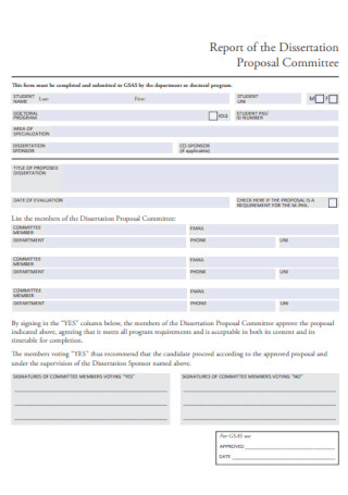 Report of Dissertation Proposal Template