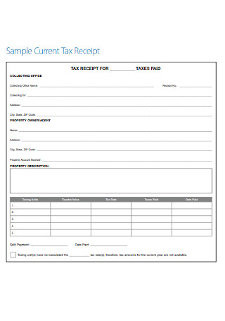 Sample Current Tax Receipt