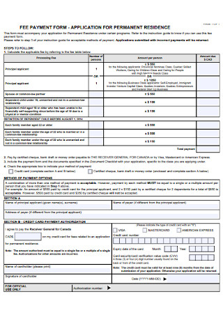Sample Fee Payment Form