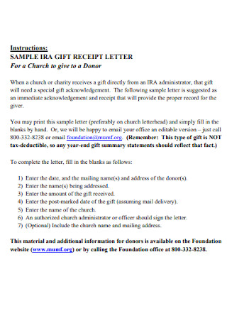 Sample Gift Receipt Letter