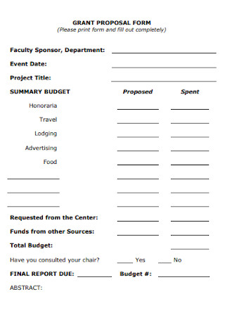 Sample Grant Proposal Form