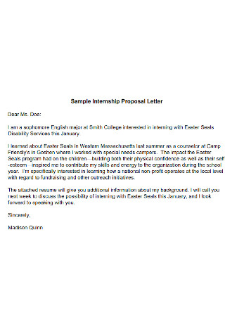 Sample Internship Proposal Letter