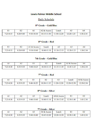 Sample Middle School Daily Schedule