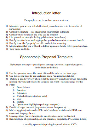 Sponsorship Proposal Letter Template