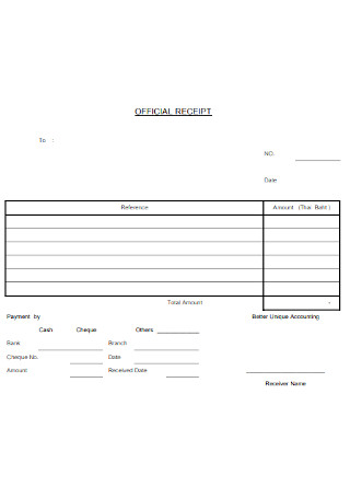 Standard Official Receipt Template