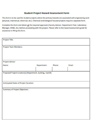 Student Project Assessment Form