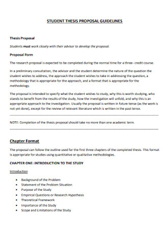 Student Thesis Proposal Template