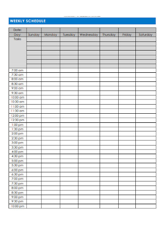 Student Weekly Schedule Example