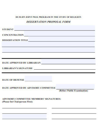 Study Dissertation Proposal Form