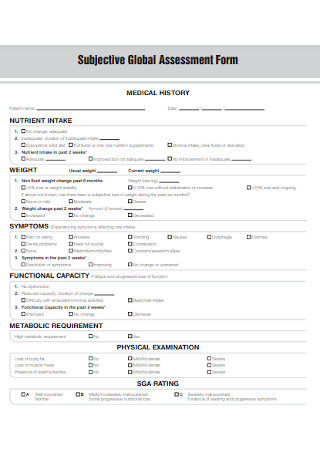 Subjective Global Assessment Form