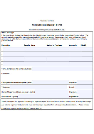 Supplemental Receipt Form