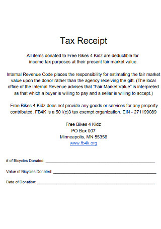 Tax Receipt Format