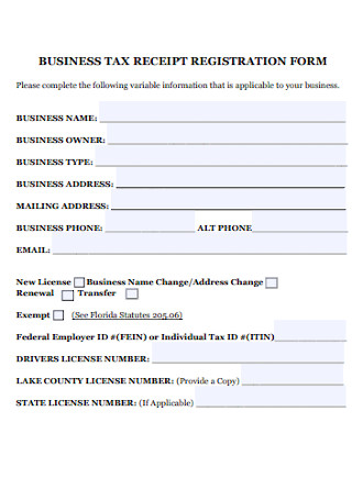Tax Receipt Registration Form