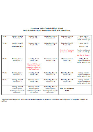 Technical School Daily Schedule