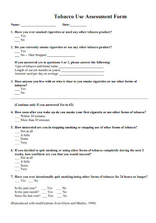 Tobacco Use Assessment Form