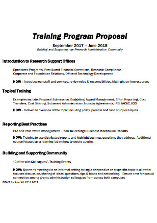 Training Program Proposal Example