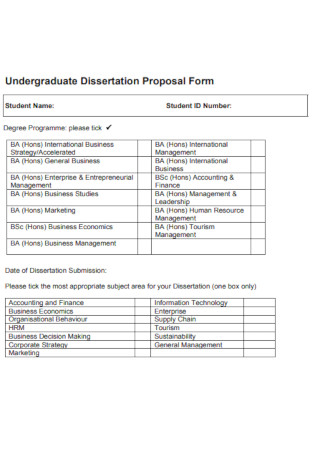 Undergraduate Dissertation Proposal Form 