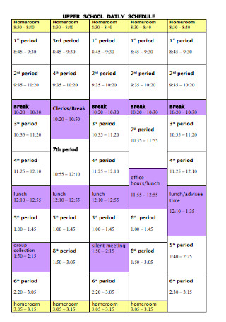 Upper School Daily Schedule