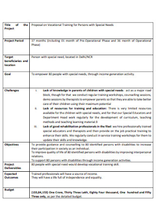 Vocational Training Proposal Template