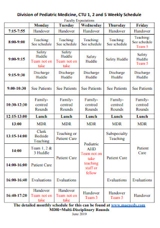 Weekly Medicine Schedule