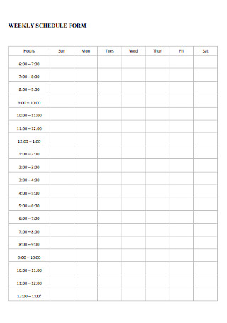 Weekly Schedule Form