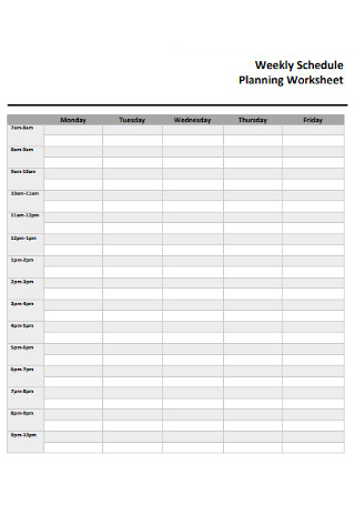Weekly Schedule Planning Worksheet