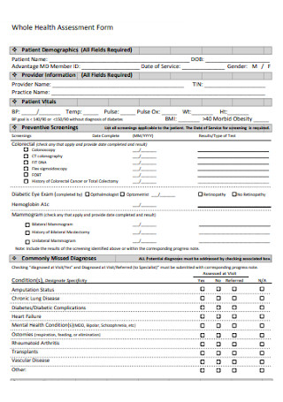Whole Health Assessment Form