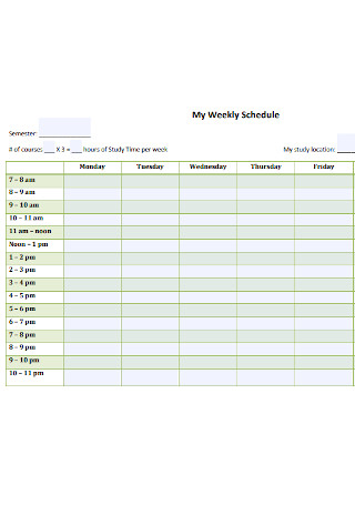 my Weekly Schedule Template