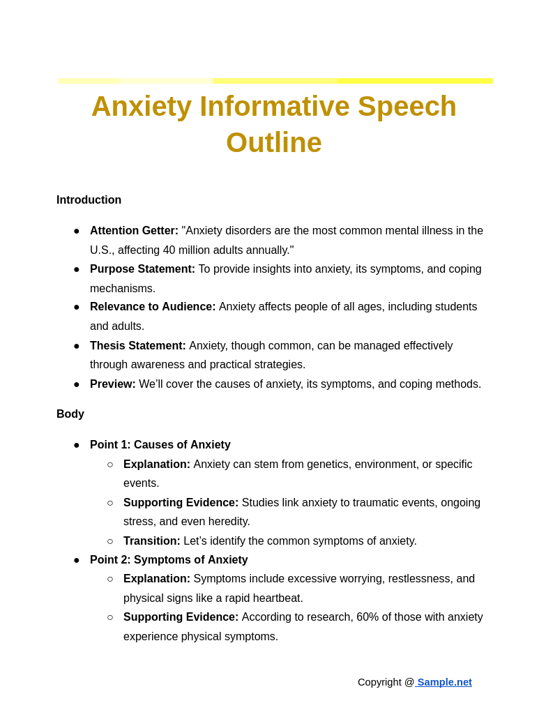 Anxiety Informative Speech Outline Google Docs 10 30 2024 11 55 AM