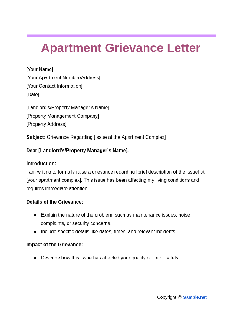 Apartment Grievance Letter Google Docs 10 29 2024 11 28 AM