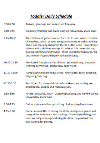Basic Toddler Daily Schedule