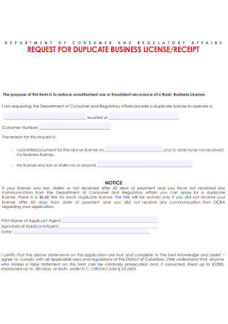 Business Licence Receipt