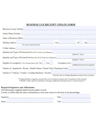 Business Tax Receipt Update Form